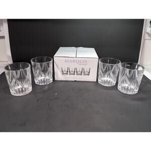 Marquis Waterford Lacey Tumblers Set, Old Fashioned Glasses, Crystal 4" Set of 4